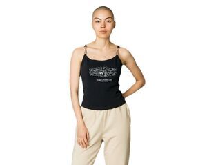 Vtg Biker Design L Buckle Crop Tank Top Laughlin River Run 2002 Motorcycle Wolf